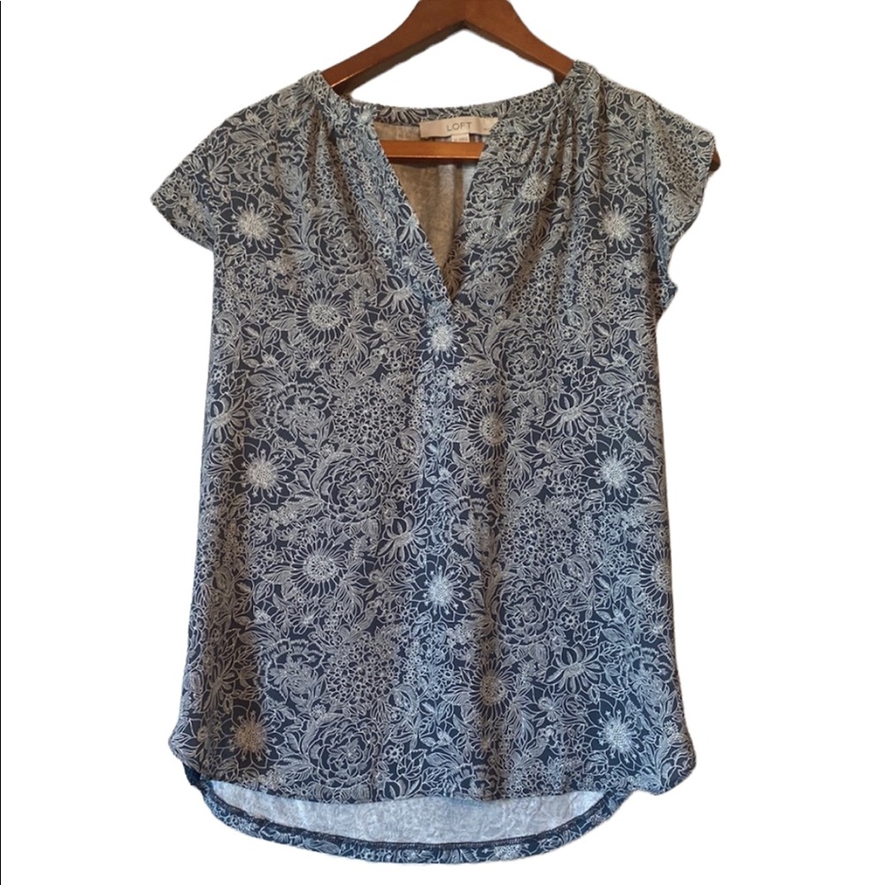 Loft Ruffled Floral Print Top